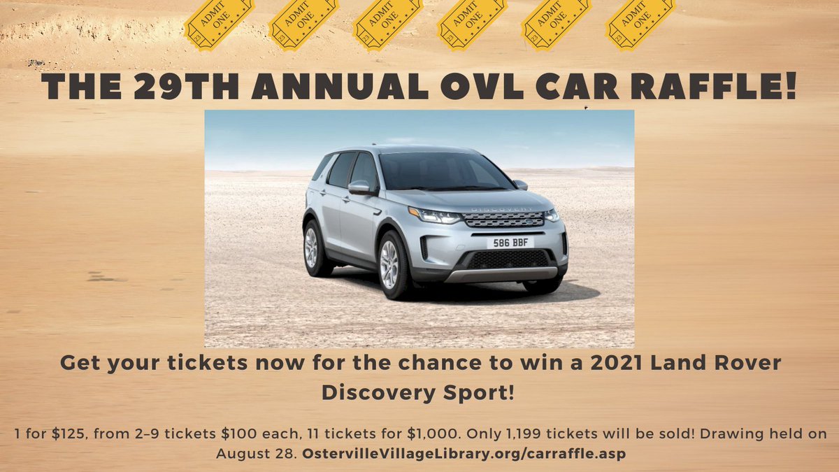 Is this your year to win? Only days left to get your ticket!

Get your raffle ticket here: ostervillefreelibrary.org/carraffle.asp