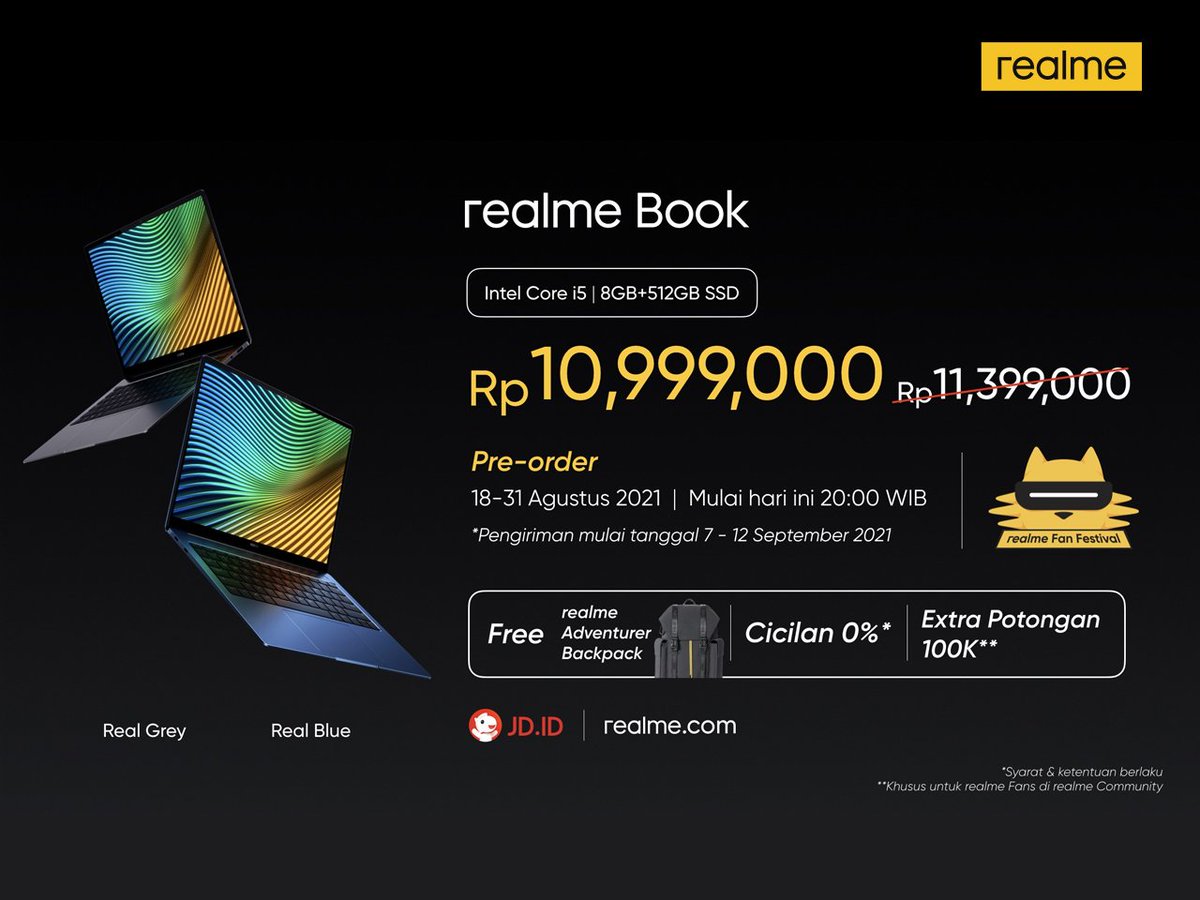 gadtorade's tweet photo. Realme Fan Festival yg diumumkan hari ini, memperkenalkan 4 device baru, yg mengusung tema #howdareyoubeyou

Smartphone #realmeGT Master Edition
Realme Book layar 2K
Air purifier
Realme Smart TV 4K

Dan ini harga promonya selama Fan Festival https://t.co/eIylnQn1sC