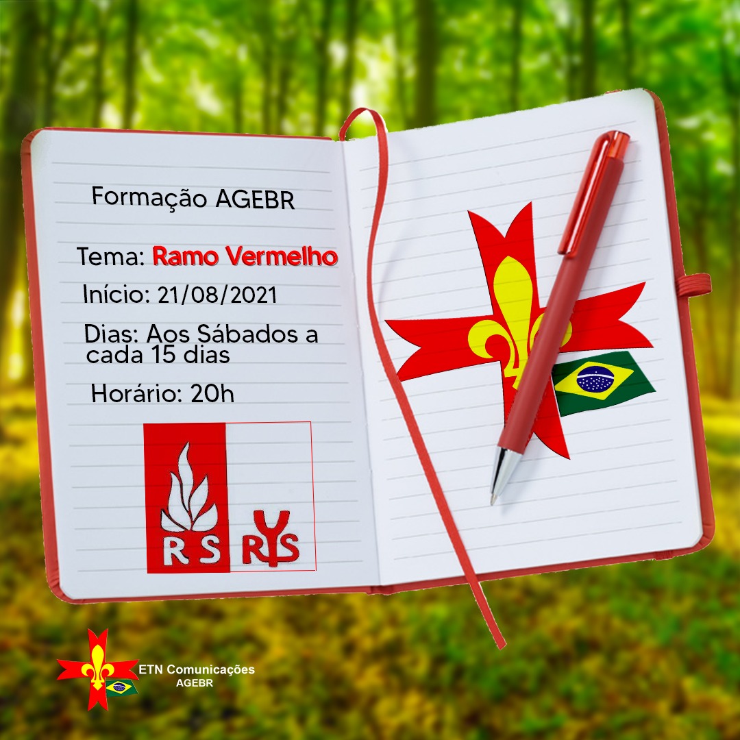 etncomunicacoes's tweet photo. Atenção membros da AGEBR
Sábado, 21 de agosto às 20h, iniciaremos nossas formações sobre o Ramo Vermelho.
As formações serão aos Sábados, a cada 15 dias, e será ministrada pelo Chefe Marcos Jolbert, Comissário Nacional da AGEBR
#scoutdeurope #AGEBR #UIGSE https://t.co/sYSbkFrKv4