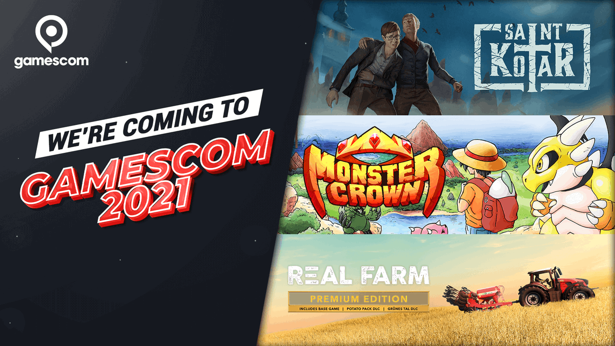 SOEDESCO_ES's tweet photo. 🎮¡Únete a nosotros del 25 al 27 de agosto y celebremos juntos #TheHeartofGaming en Gamescom 2021!

¡Tenemos toneladas de noticias para #SaintKotar #MonsterCrown y #RealFarmPremium y estamos muy emocionados de compartirlas con ustedes! 🎉

¡Te veo allí! 👋 https://t.co/Z7WozpVAC8