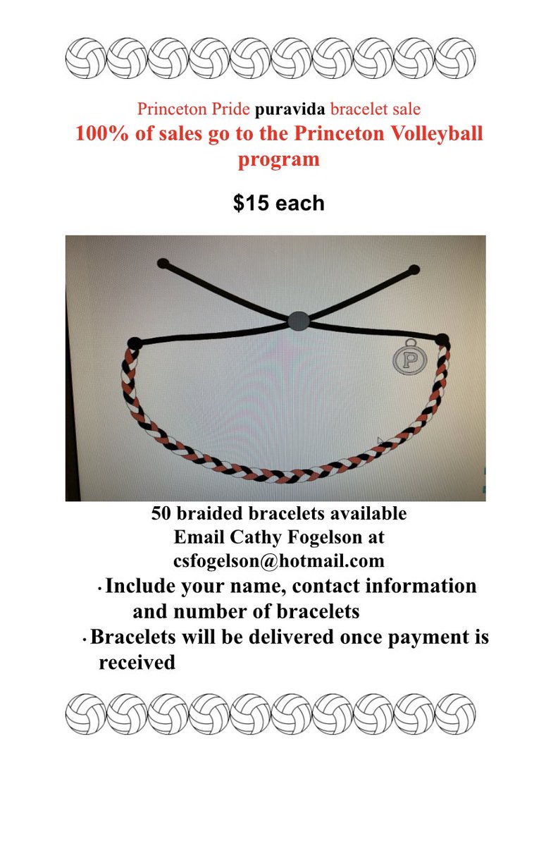 We have bracelets for sale!! All proceeds go to the Princeton girls volleyball program!