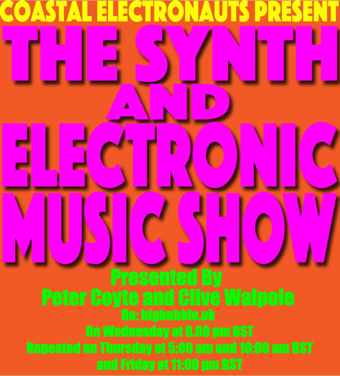 WalpoleClive's tweet photo. The Synth and Electronic Music Show tonight at 8.00pm BST featuring: @concretism_mus @spaceshipmark @afshields @LyonelB @12hrfoundation @blindoldfreak #CaterinaBarbieri @SpaceMusicDream @cafekaput https://t.co/FXQaQgJrme
