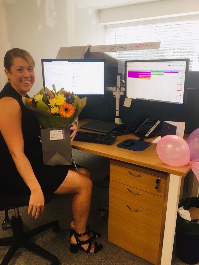 Intersafe_ltd's tweet photo. It's our Sales Manager Becky's last day in the office before she goes off to get married! We are wishing her all the very best for her special day! Here's us giving her a send off, we hope she enjoys her spa day &amp; 2 course meal with her husband to be!
#goodluckbecky https://t.co/MDBBtBdCoo