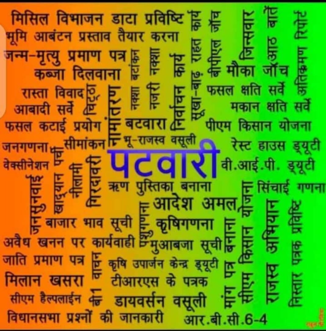 #mppatwari_strike
म.प्र.पटवारी संवर्ग की वर्षो पुरानी माँग के लिए आपकी ओर आशान्वित होकर करबद्ध निवेदन है  पटवारी_वेतनमान_2800_का_वादा_पूर्ण_करिए
पटवारी_को_गृहजिला_स्थानांतरण_दीजिए CPCT_मुक्तकरके_पटवारी_को_नियमतिकरण_कीजिए
<a href="/ChouhanShivraj/">Shivraj Singh Chouhan</a>  <a href="/drnarottammisra/">Dr Narottam Mishra</a> <a href="/GovindSingh_R/">-</a> <a href="/PMOIndia/">PMO India</a>