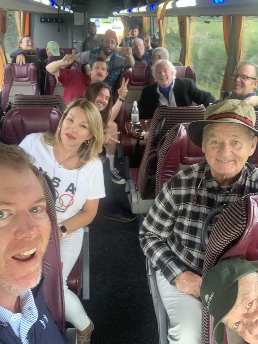 RadioRayRTE's tweet photo. They they are all now … @coynewriter Bill Murray, his brothers and the poet laureate Billy Collins. All on a bus to Belmullet to play a birra golf ⛳️ https://t.co/pNlUg5l1wP
