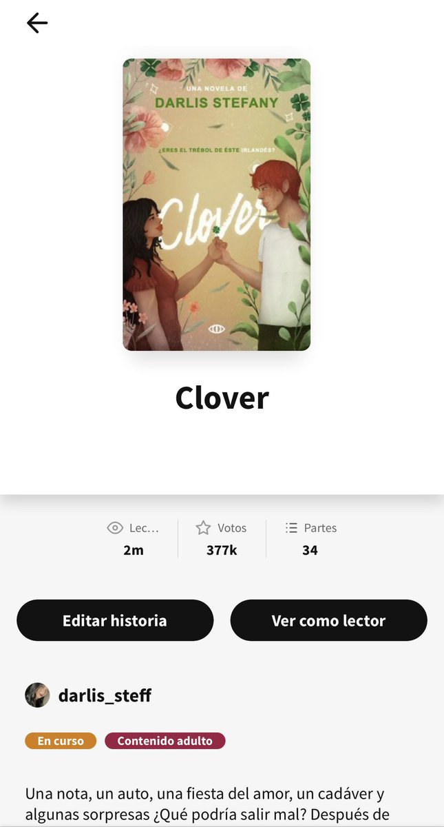 Buenos días a todos, especialmente a las personas que leen #Clover porque llegó a los 2M de lecturas (y solo tiene seis meses 🥺).
Gracias por el apoyo y amor. Si aún no lees la historia que se encuentra en #Wattpad aquí te dejo el lindo: cutt.ly/IQNKmHY
No olvidar 🍀x3✨