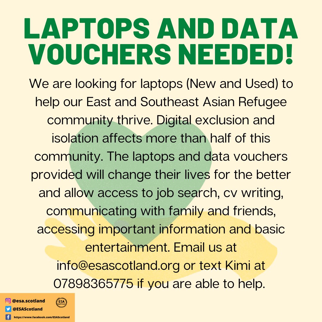 ESAScotland's tweet photo. #enddigitalexclusion #notodigitalpoverty Please help our Refugee community thrive! https://t.co/Lr10DBeyyO