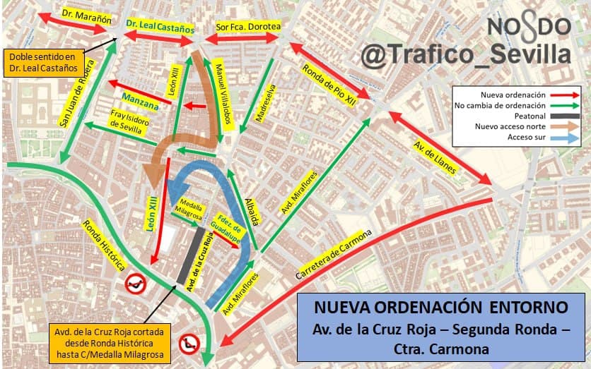 ⚠️ATENCIÓN a la nueva ordenación del entorno de Carretera de Carmona, Segunda Ronda y Av. de la Cruz Roja. Respeten la señalización.
<a href="/EmergenciasSev/">Emergencias Sevilla</a> <a href="/Ayto_Sevilla/">Ayuntamiento de Sevilla</a> #SevillaHoy #Gobernacion