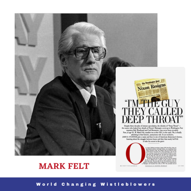 WSFX_Summit's tweet photo. Today's #WhistleblowersInHistory is #MarkFelt! https://t.co/0Mw5Zko4RQ: “In the #Watergate scandal that toppled the Nixon presidency, this FBI figure [Mark Felt] was the secret informant known as Deep Throat who helped .@washingtonpost reporters Bob Woodward &amp; Carl Bernstein." https://t.co/QuKXAsWixV