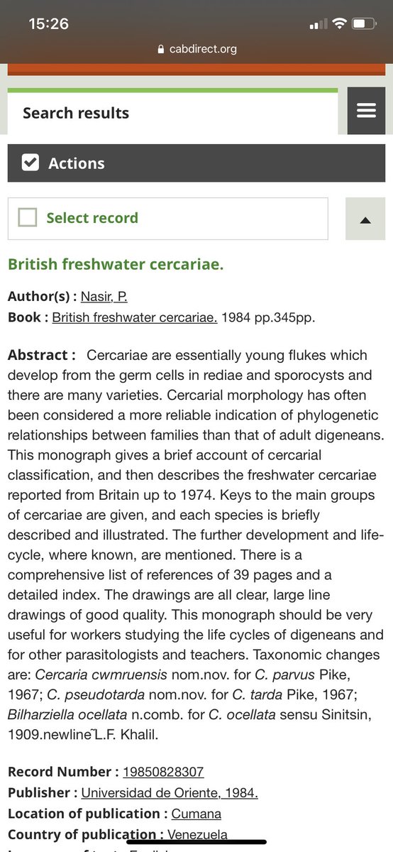 BarlowBio's tweet image. @BSPparasitology I’m on the lookout for a hard to find book , British Freshwater Cercariae by P. Nasir (1984). No trace online, described cercariae found in Britain up to 1974 - any help would be much appreciated.