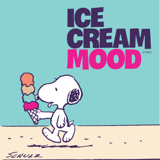 Snoopy's tweet image. Happiness is four scoops of ice cream.