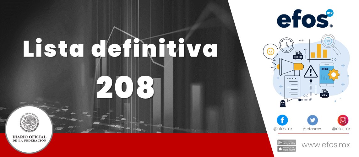 efosmx's tweet photo. EL DÍA DE HOY 18 DE AGOSTO DE 2021 SE PUBLICÓ EN EL #DOF LA LISTA DEFINITIVA #208 DE #EFOS, CON UN TOTAL DE 14 CONTRIBUYENTES ENLISTADOS. MÁS INFORMACIÓN EN https://t.co/vDQRBVrztJ #EFOSMX https://t.co/11Kbn9T2uD