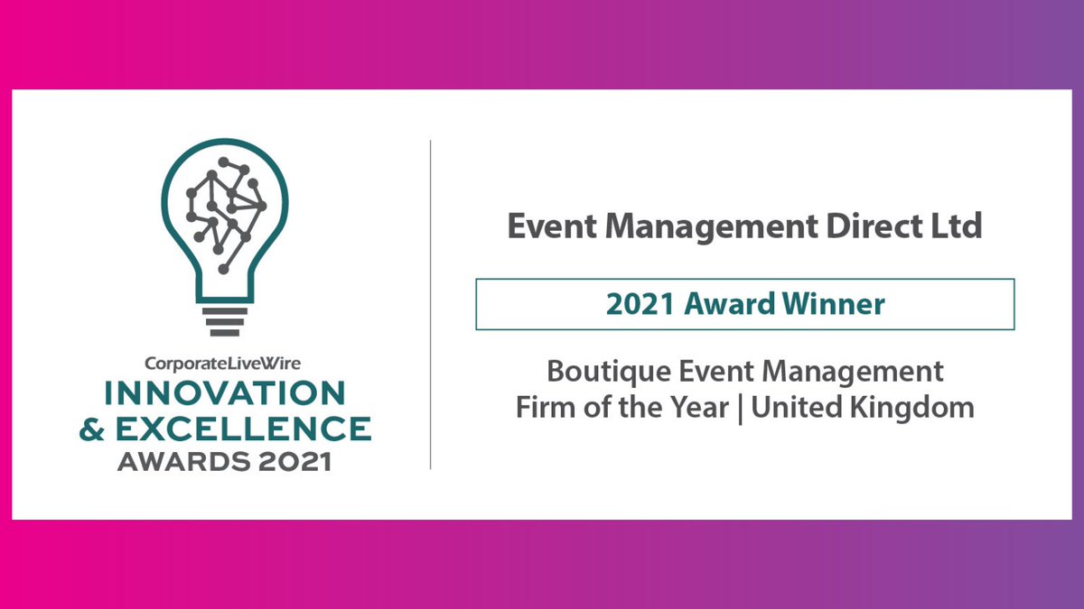 Event_M_Direct's tweet image. We are very excited to announce that Event Management Direct is the winner in the category 'Boutique Event Management Firm of the Year' at the CorporateLiveWire Innovation and Excellence Awards 2021. 

We're so proud of the entire team, they work so hard and really deserve this!