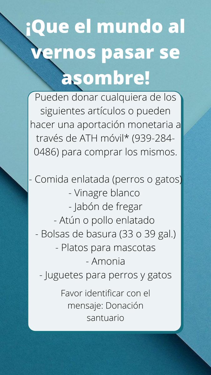 SigmaBActivo's tweet photo. Nuestro capítulo se encuentra recolectando artículos para donarlos al Santuario San Francisco de Asís. Pueden cooperar donando los artículos mencionados o pueden realizar una aportación a través de ATH móvil. 
Se estarán aceptando donaciones hasta el jueves 26 de agosto. https://t.co/c6nm8SHk49