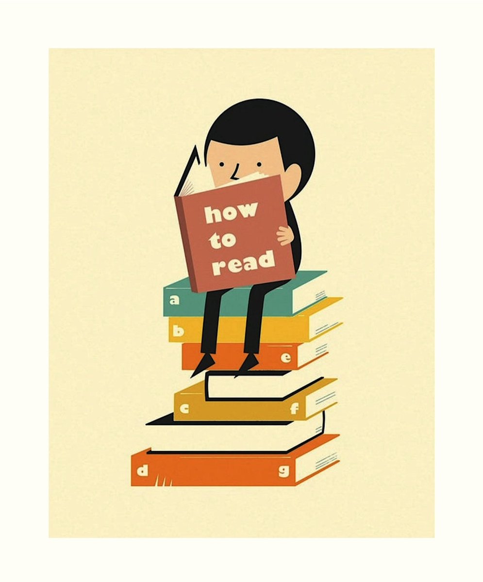 Readlax_Reading's tweet image. How to read. (illustration from Jazzberry Blue) #HowToRead #readlax #speedreading #readmore #readfaster #read #reading #books