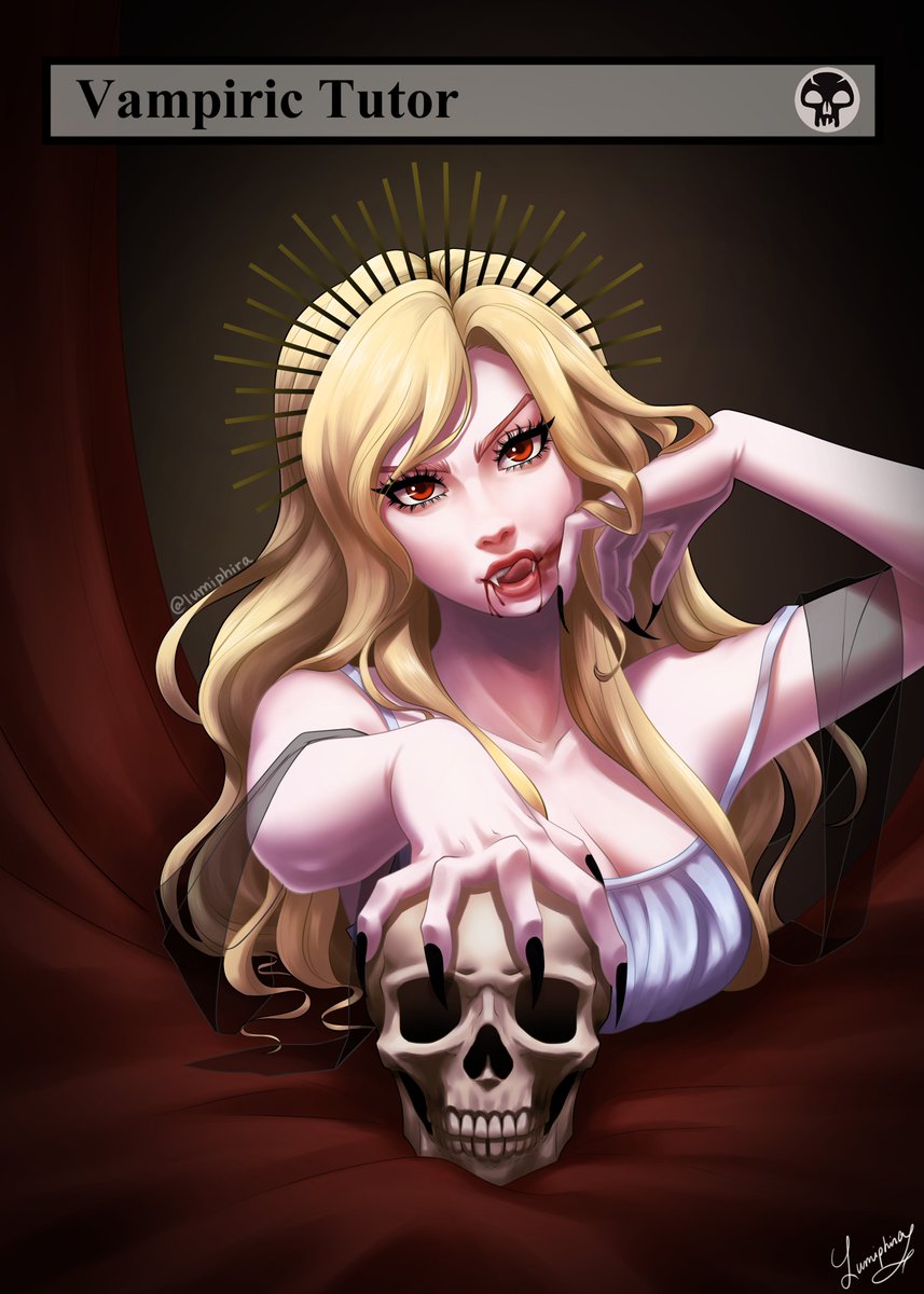 lumiphae's tweet photo. Finished commission for my friend who requested a custom #MagicTheGathering proxy for his Vampiric Tutor. I had a lot of fun with this one! ^.^ #digitalart https://t.co/ZEYVpgRYJ5