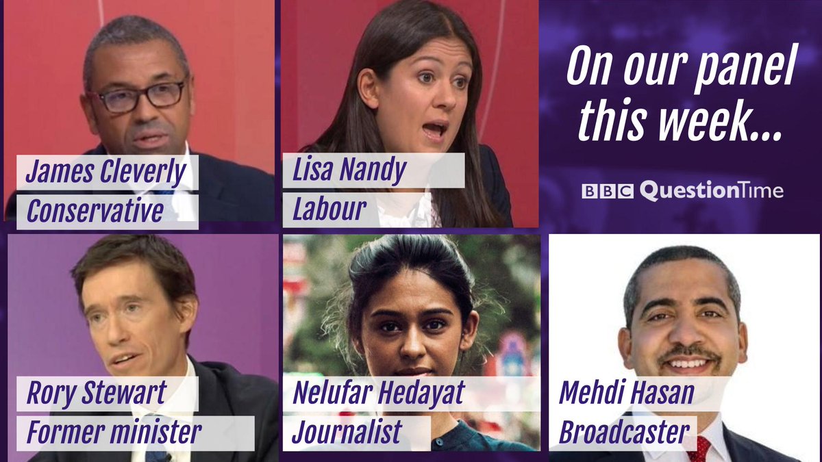 bbcquestiontime's tweet photo. On tonight’s @BBCQuestionTime #Afghanistan special, Fiona is joined by @RoryStewartUK , @JamesCleverly, @lisanandy, @nelufar and @mehdirhasan. Join us at 7pm live on @bbcone with a live studio audience. https://t.co/Nmi6puZjbm