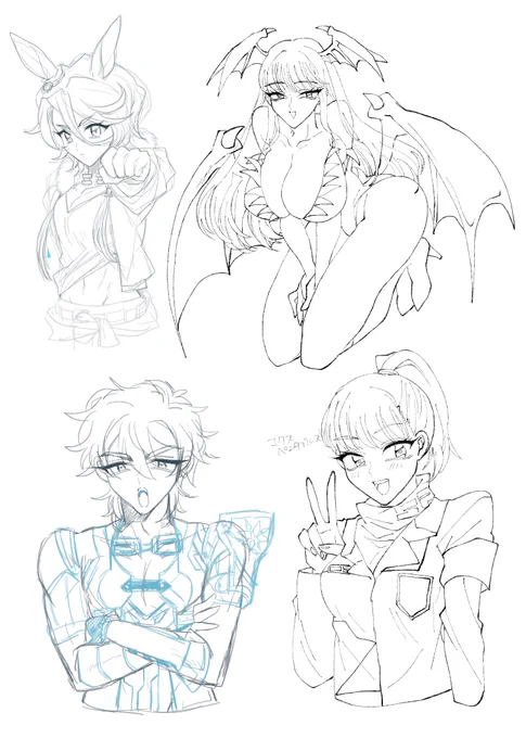 だいぶいい感じだけどモリガンの横タイシンにするか迷うな なんか絶妙に可愛く描けん… 