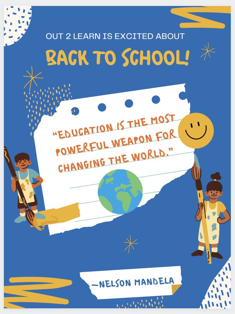Out2Learn's tweet image. Out 2 Learn wishes all students a successful school year! 

#Back2School#O2L#LearningIsCool#2021SchoolYear#Out2Learn