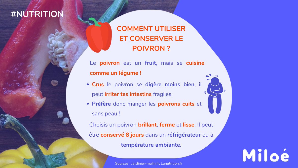 MiloeSante's tweet photo. #Nutrition 🍴

Verts 💚, jaunes 💛, oranges 🧡, rouges ❤️, violets 💜 ou noirs 🖤...

Aujourd'hui on te parle de poivrons et de leurs #bienfaits ! 🫑

❓Le #poivron, ça vient d'où ❓
Originaire d'Amérique centrale le poivron provient de la même plante que le piment ! https://t.co/Wkz92hQSXP