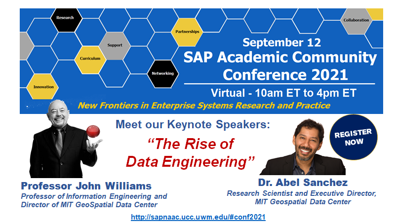 Are you attending this global keynote at the SAP Academic Community Conference on 9/12? Hear insights on the Rise of Data Engineering from MIT engineering and research scientists. Register now sap.to/6014yUD1Q
@aerokathi @Dr_KarinaE @sapnextgen #SAPACC #UniversityAlliances