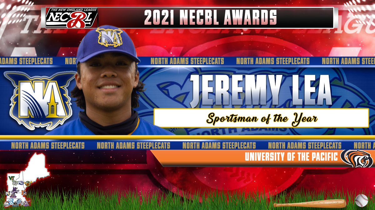 TheNECBL's tweet photo. 𝙎𝙥𝙤𝙧𝙩𝙨𝙢𝙖𝙣 𝙤𝙛 𝙩𝙝𝙚 𝙔𝙚𝙖𝙧

Next up on #AwardSzn...

Congratulations to @SteepleCats catcher Jeremy Lea (@PacificBaseball) on being named the 2021 #NECBL Sportsman of the Year! 👏

🔗 https://t.co/PFVdjh3rew https://t.co/Jey8nuVwaX
