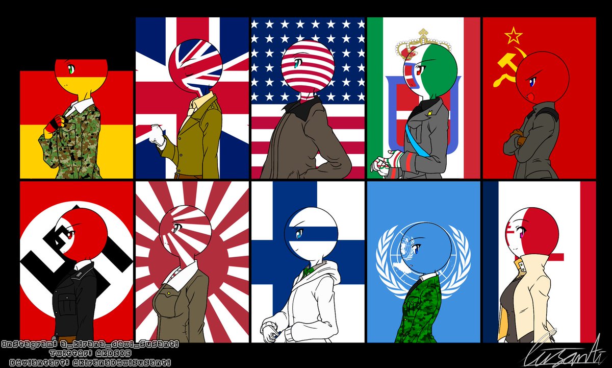 AKDSO5's tweet photo. "Commander Overall of the World War" 🌍=🇩🇪🇬🇧🇺🇲🇮🇹🇷🇺🇯🇵🇫🇮🇺🇳🇫🇷
Art by me
.
.
.
Tags 1
#GuPplusCH
#WW2
#Coldwar
#GuP
#countryhumans
#countryhumansweimar
#countryhumansuk
#countryhumansusa
#countryhumansfascistitaly
#countryhumansussr
#countryhumansthirdreich
#countryhumansjapanempire https://t.co/nJXXdtoCNS