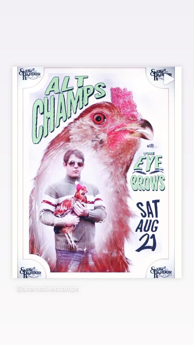 @theeyebrowsusa open for our pals Alternative Champs at Snug Harbor this Saturday, Aug. 21 in Charlotte, NC.

Put on your mask and rock on!

#birdstagram #instarock #posterdesign #chicken #masks #eyebrows #chickensofig #music #livemusic #clt #charlotte #powerpop #cltmusic #charlo