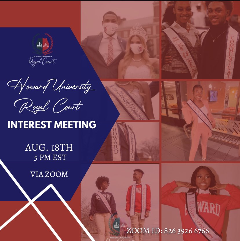 Interested in running to be on the 2021-2022 Howard University Royal Court?! Be sure to attend the Royal Court Interest Meeting TONIGHT at 5 PM EST via Zoom! You will get a breakdown of what all you need to be eligible to apply! Looking forward to seeing you all soon!💙❤️