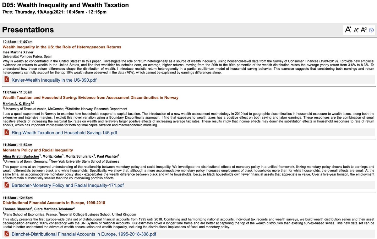 If interested in better understanding the determinants of income and wealth inequality, and the effects of wealth taxation on household saving, please join us tomorrow for this session at <a href="/iipf2021/">77th Annual Congress of the IIPF</a> with presentations by @Ines_MXavier  <a href="/mariusring/">Marius Ring</a> <a href="/AlinaBartscher/">Alina Bartscher</a> &amp; <a href="/thomas_blncht/">Thomas Blanchet</a>