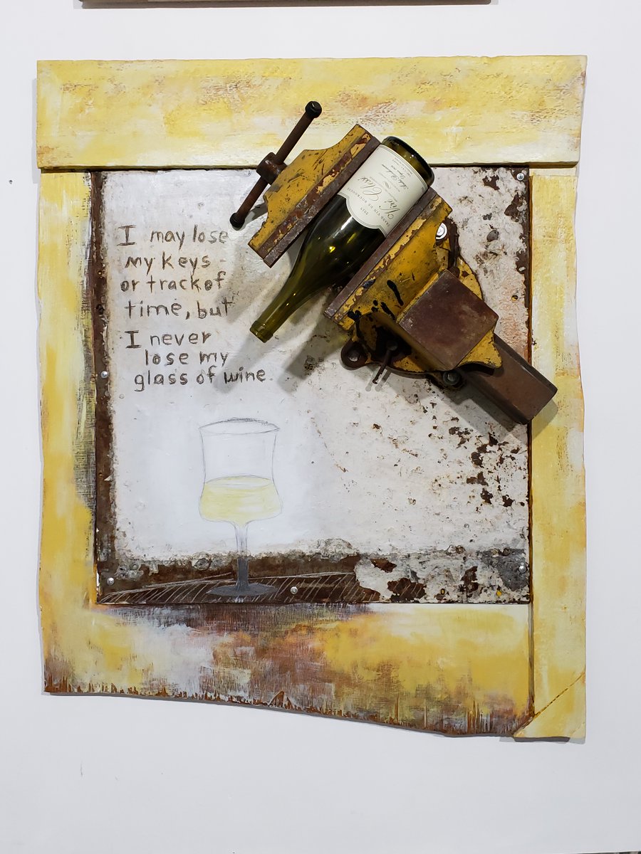 PAWSny's tweet photo. Artist Meikle Gardner is auctioning off a piece called “My Biggest Vice” at @CellaryInc, a wine shop in Bay Ridge Brooklyn, and the proceeds will be donated to #PAWSNY!
 
The auction is open until the end of the month! #cellary #artauction #meiklegardner #donation #wineshop https://t.co/iXZcQ0Bs1Z