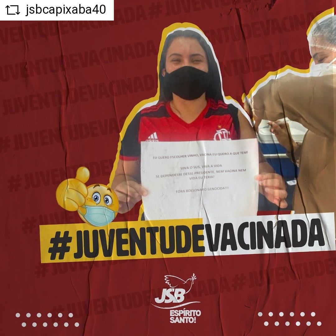 JsbSerra's tweet photo. VACINA BOA É VACINA NO BRAÇO.
Começamos hoje a divulgação da campanha #juventudevacinada , vamos apresentar nossos jovens socialista que já estão sendo vacinados e vacinadas e virando jacaré 🐊 
Quer ver sua foto aqui na nossa página ? Manda pra gente no direct que vamos publicar https://t.co/ttDBKMlljd