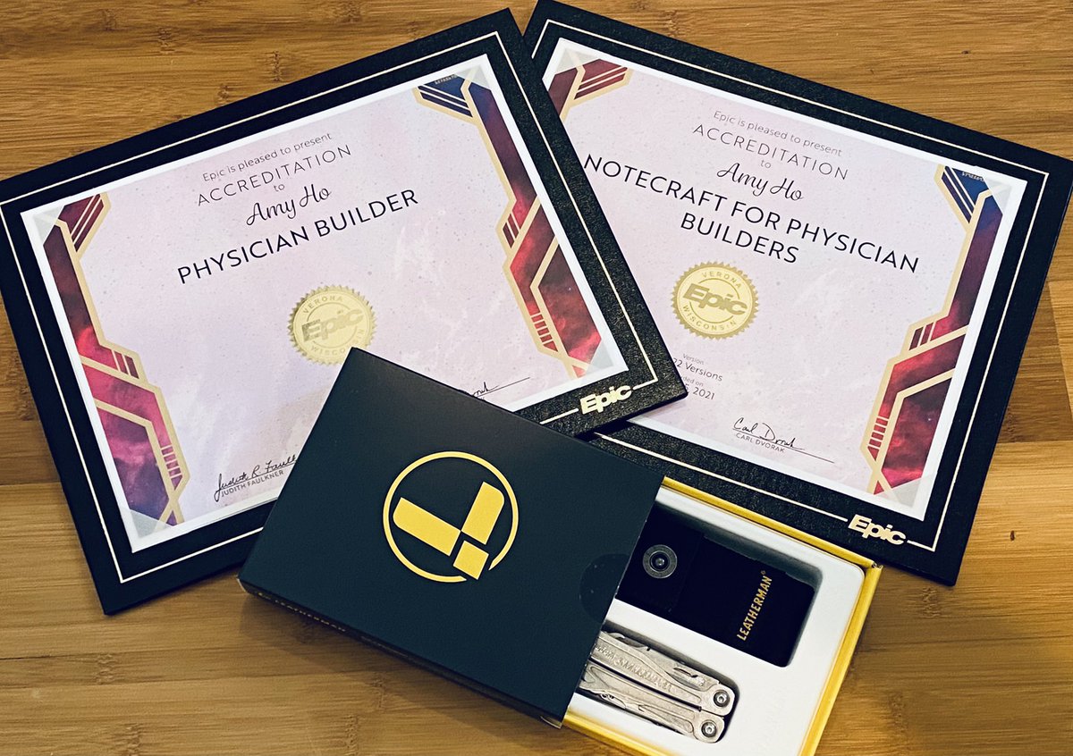 amyfaithho's tweet photo. Thanks, #EPIC for the sweet new training and sweet new @leatherman to build cools things, digital and otherwise — #EMR #physicianbuilder #informatics #emed #medtwitter https://t.co/PnSlGv9MMt