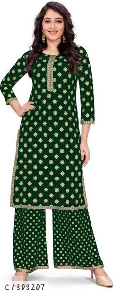 Stunning Printed  Rayon  Kurti Palazzo Sets
