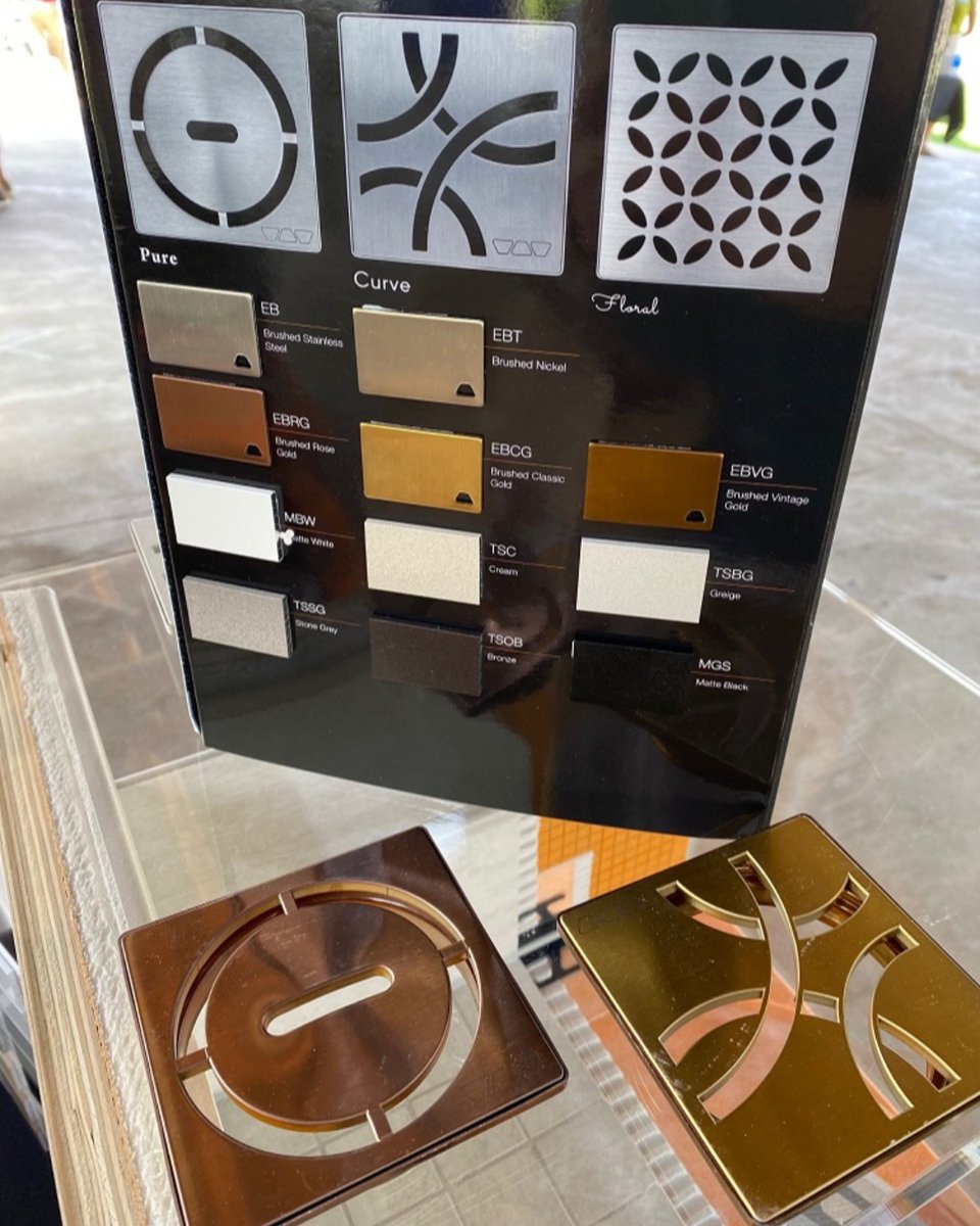 The humble shower drain grate now has a designer option. We think these stainless steel styles are fantastic!