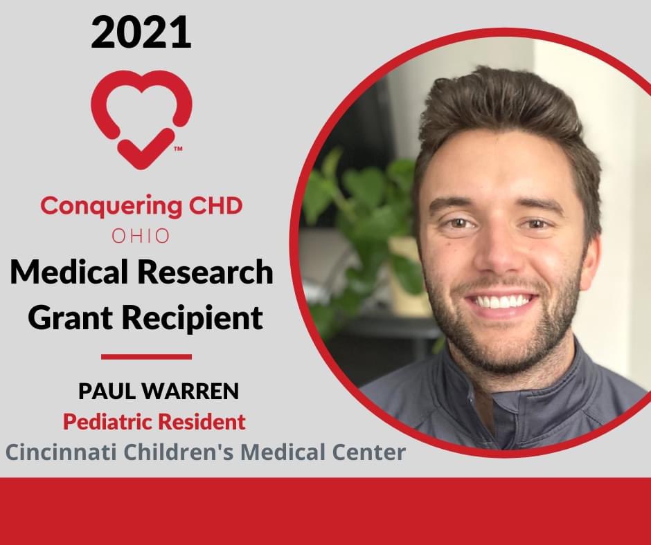 Conquering CHD - Ohio (@conqueringchdoh) on Twitter photo We are proud to announce the 2021 Conquering CHD - Ohio Medical Research Grant has been awarded to Dr. Paul Warren, Pediatric Resident at the <a href="/CincyChildrens/">Cincinnati Children's</a>.β€οΈ
#CHDResearch #chdsupport #conqueringchd We are proud to announce the 2021 Conquering CHD - Ohio Medical Research Grant has been awarded to Dr. Paul Warren, Pediatric Resident at the <a href="/CincyChildrens/">Cincinnati Children's</a>.β€οΈ
#CHDResearch #chdsupport #conqueringchd
