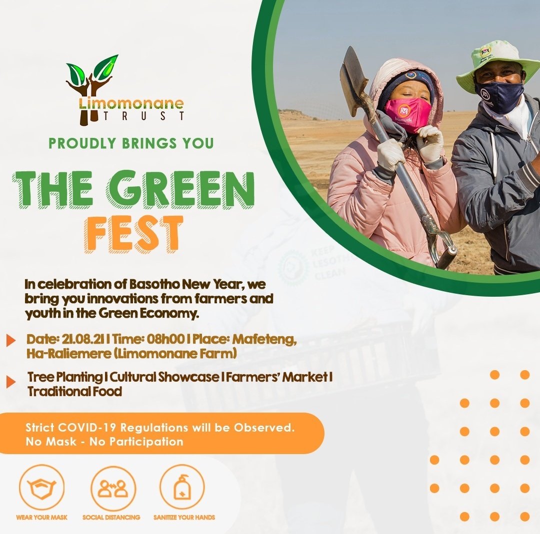 LinaleliC's tweet image. Come and join us for a cultural showcase, local products, farmers market and traditional food at Ha Raliemere in Mafeteng this Saturday 21 August 2021 at The Green Fest
🌱💚🌱💚