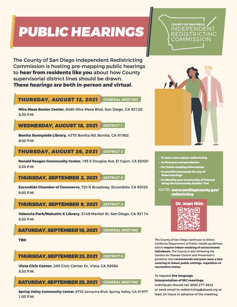 RamessesSurban's tweet photo. The County of San Diego Independent Redistricting Commission's second public hearing is tonight at 6 p.m. in the Bonita Sunnyside Library.  

https://t.co/d9CO98aWKN

#redistricting #sandiego #sandiegocounty #supervisor #bonita #redistrictingcommittee #fairdistrictsd #sdcounty https://t.co/ogKWtZze9B