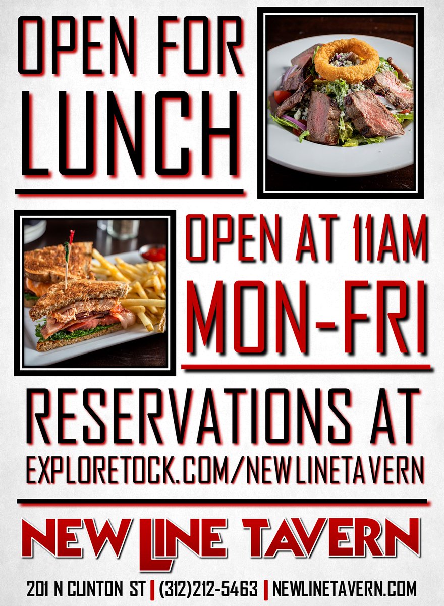 NewLineTavern's tweet photo. We are now open for Weekday Lunch Monday-Friday at 11am!  For table reservations, visit us on Tock!  https://t.co/bSjz2UKeFN https://t.co/3VAezkcLGN