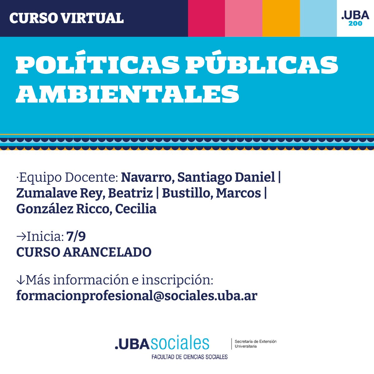 CpoliticaUBA's tweet photo. 📢 Curso virtual | Políticas Públicas Ambientales

Fórmate en Políticas Públicas Ambientales junto a especialistas en la materia ♻️

👉 Consultas e inscripciones vía formacionprofesional@sociales.uba.ar https://t.co/Iss8Z8qkDI