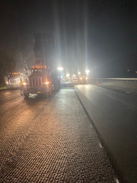 NYSDOTBuffalo's tweet photo. A look at the nighttime paving operation on I-290 between Main Street and Sheridan Drive in the town of Amherst - please continue to use extra caution when traveling the I-290 as paving on the corridor continues overnight in off-peak hours https://t.co/3rkDpVXLmm