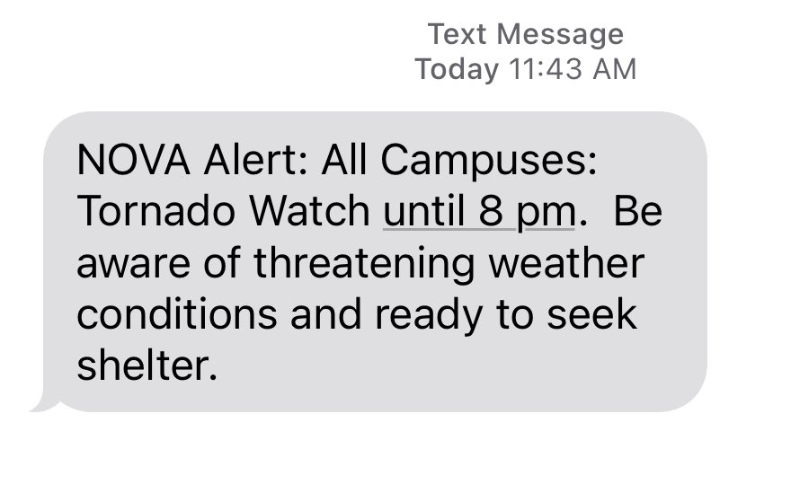 NOVAcommcollege's tweet image. #NOVAAlert: Be careful today #NOVANighthawks!