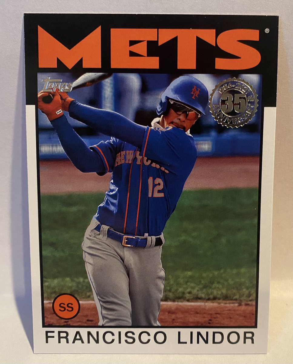 MWHCards's tweet photo. Francisco Lindor - 1986 35th anniversary #86B-12 
2021 Topps Series 2  
New York Mets 
$1.00

@HobbyConnector | @Hobby_Connect  | @sports_sell | @HobbyRTs | @DailySportcards | @CardHobbyRTs | @TheHobby247 | @linkmycard | @CollectTheGame https://t.co/8HDREKmC5h