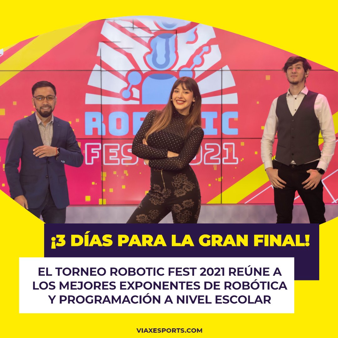 viaxesports's tweet image. En la final del #RoboticFest2021 🏆, los 10 equipos finalistas deberán resolver un desafío de robótica a través de la programación de un robot simulado 🤖

Sábado 21 de agosto, 15:00 hrs. con @Icatasalazaro, #Bombastic y @Nholograma 😉

📺 Señal 850 VTR