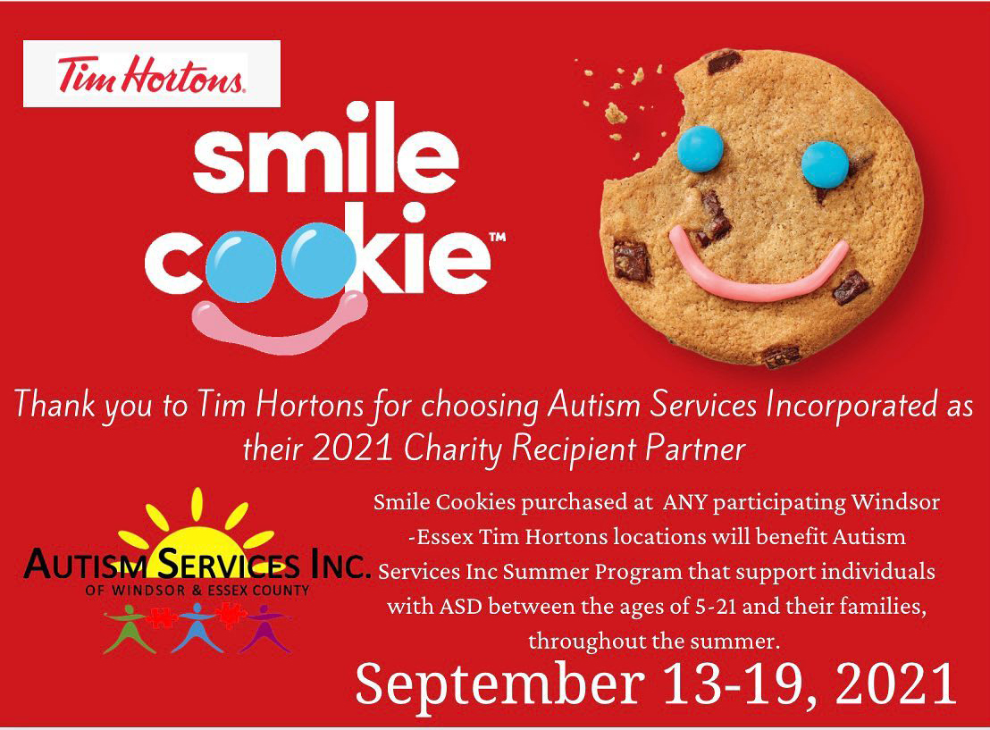 Count Down to Smile Cookie Week - Sept. 13 to 19th! All Cookie proceeds to ASI and CMHA! #timhortons #smilecookie #autism #yqg