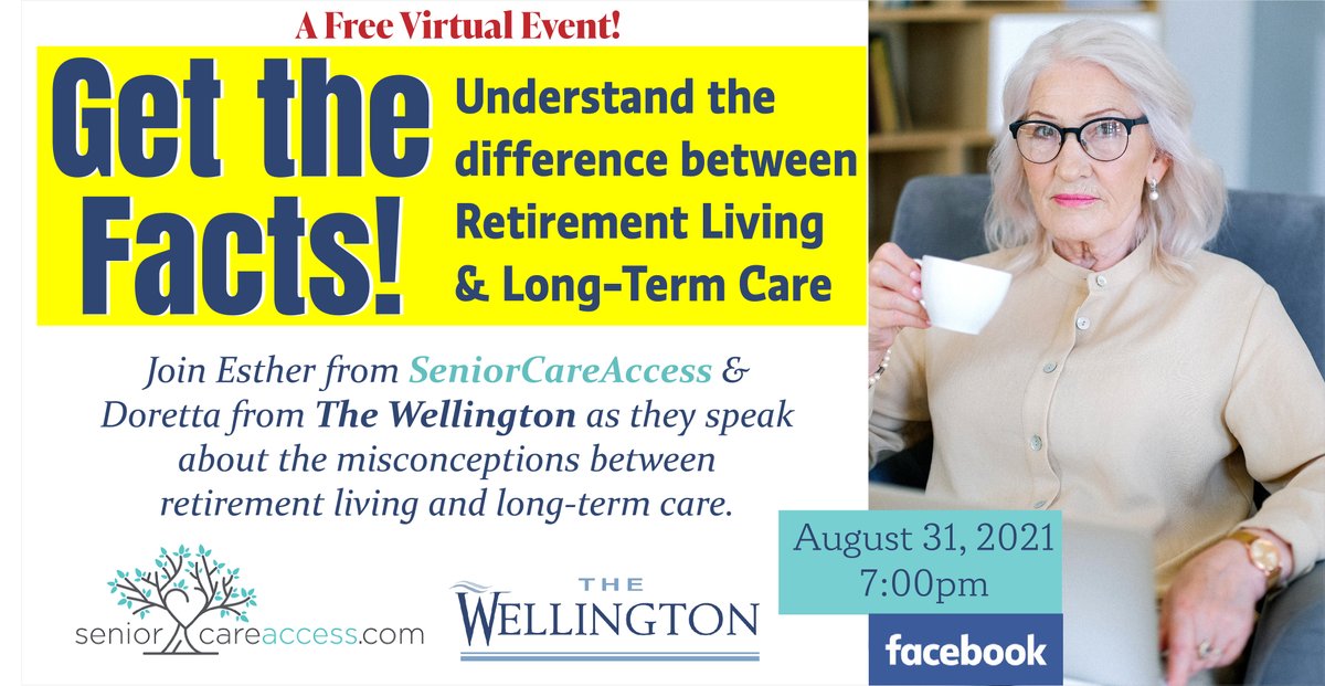 We are hosting a FREE online event- Learn the Differences Between Retirement Living &amp; Long-Term Care later. Join us or share with anyone looking for care for a loved-one that can benefit. Sign up on Facebook-facebook.com/events/9240586…  #seniorliving #seniorcare #longtermcare