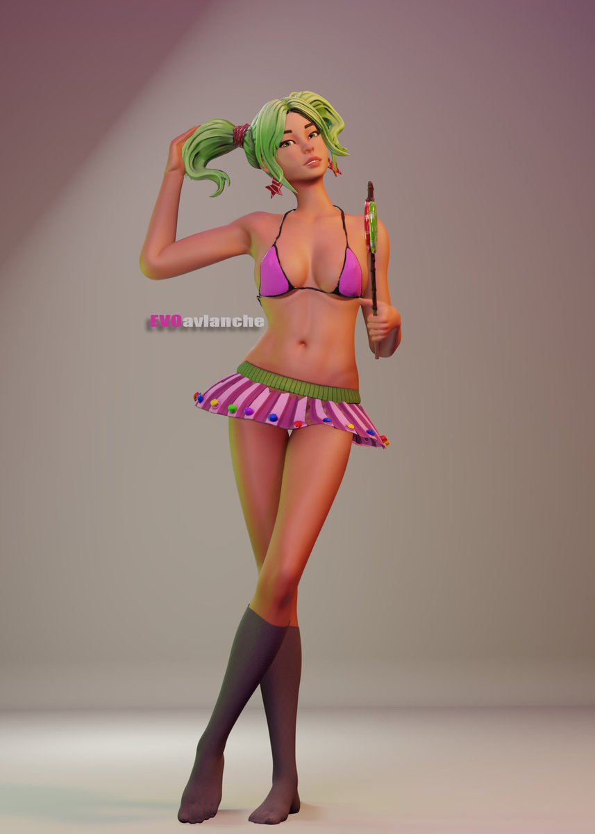 evoavlanche's tweet photo. You like my hair? Gee thanks just bought it 💁🏻‍♀️
____________________________
Zoey by: @cWodrex 
Lollipoper: @kitsunexkitsu 

 #zoeyfortnite #fortnitezoey #fortnite3d #blender #badbitch #birthdaypost #cutegirl https://t.co/rSXCNqsaIF