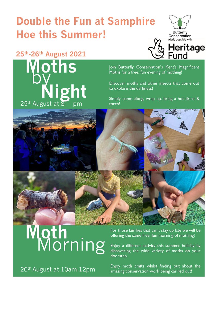 Double the amount of fun @SamphireHoe1997 to end the summer!

Which one will you be joining?? 

#mothsmatter #magnificentmoths #summerholidayactivity #kent #Dover #kentwildlife @WCCPnews