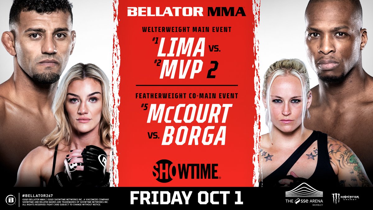 BellatorMMA's tweet image. 🚨 NEW FIGHT ALERT 🚨

@LeahMcCourtMMA 🆚 @BlackWidowBorga is confirmed for the #BellatorLondon co-main event on Friday, Oct. 1st at @ssearena. 

Tickets on sale 🎟👉 bit.ly/Bellator-267-T…