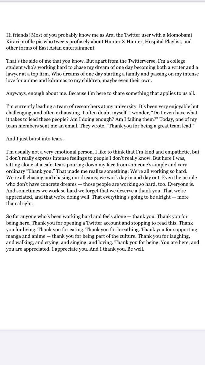itachismanners's tweet photo. hi friends! this is something i’ve been wanting to share for a while — here goes. it’s a bit long but i hope you’ll stop to give it a read :) 

this is here for anyone who needs it. i hope you can look back on it during hard times. love you ♥️ #anitwt #kdramatwt #kpoptwt https://t.co/qxEc49cDe6